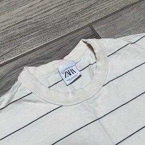 Zara striped cream short sleeve men medium tee